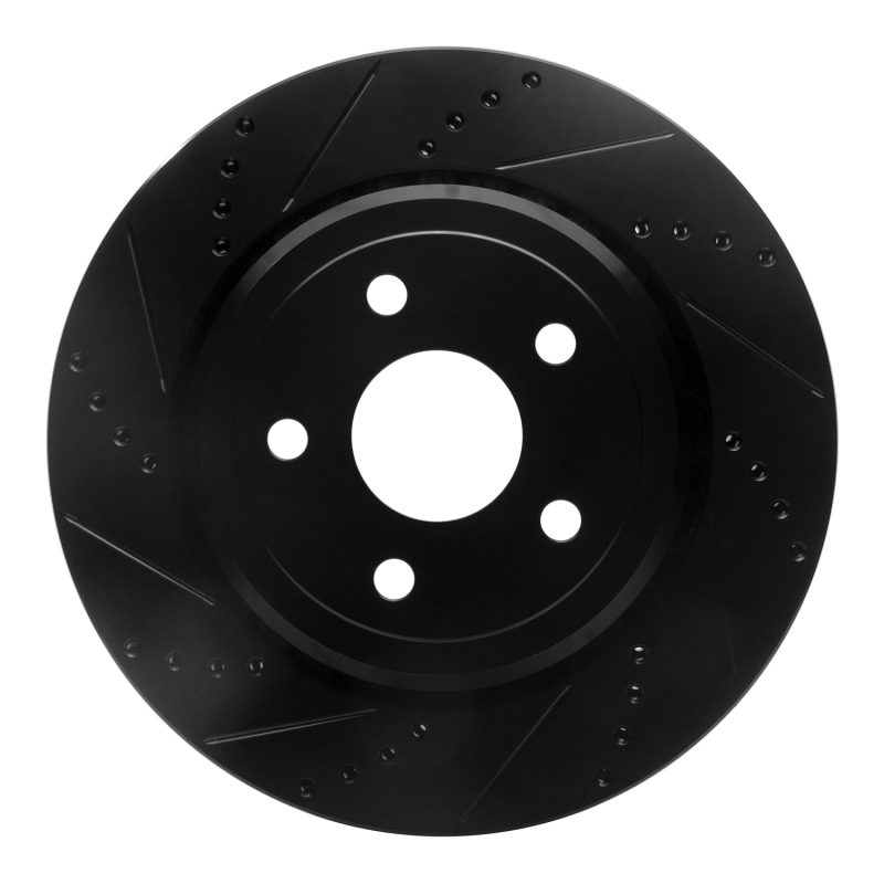 Dodge Durango Brake Rotor (1) - Rear Left - R1 Concepts - Drilled & Slotted - Black - `12-`25